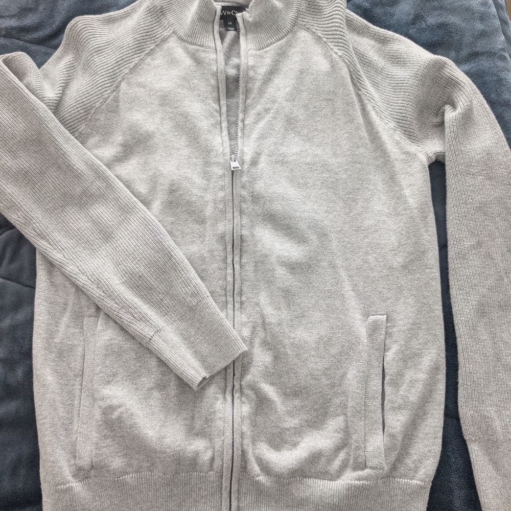 RW&CO. Light Gray Full-Zip Men's Sweater